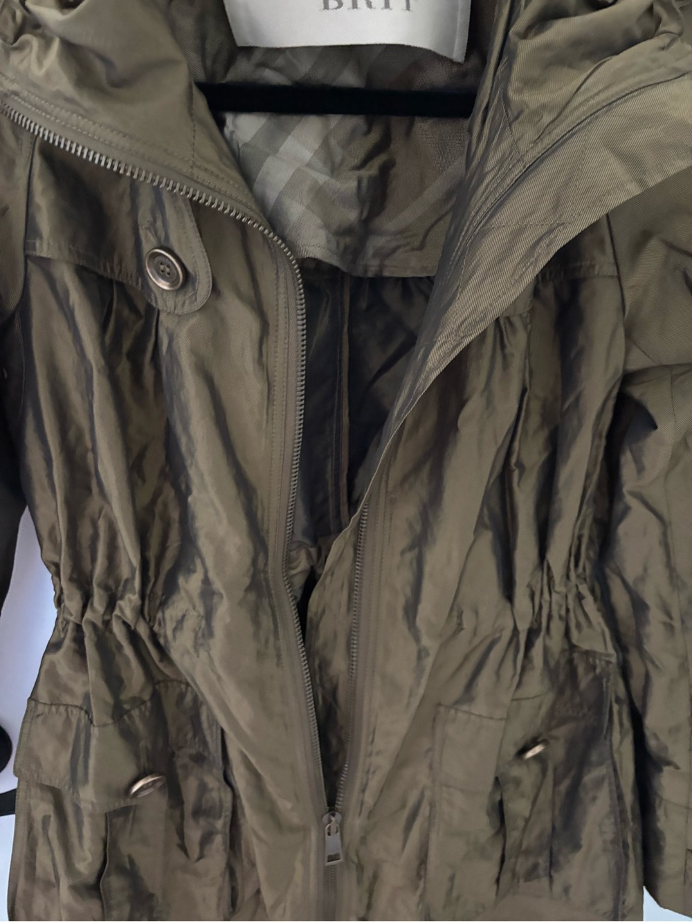 Burberry Brit Women's Olive Green / gold sheen Lightweight utility jacket - Picture 16 of 16
